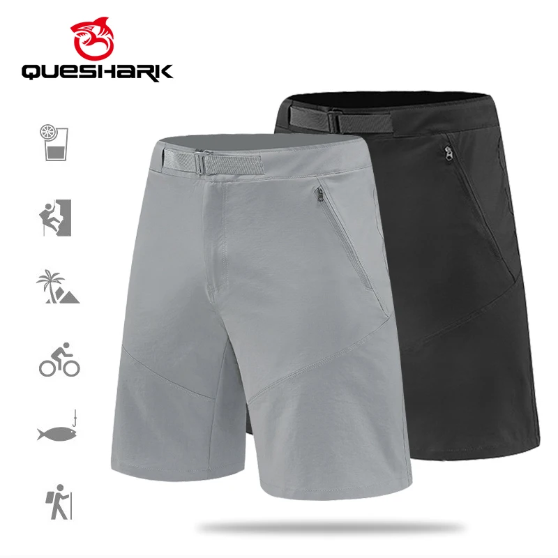 

Queshark Lightweight Summer Quick-Dry Men Cycling Shorts 90% Nylon Outdoor Trekking Hiking Sports Shorts with Zipper Pockets