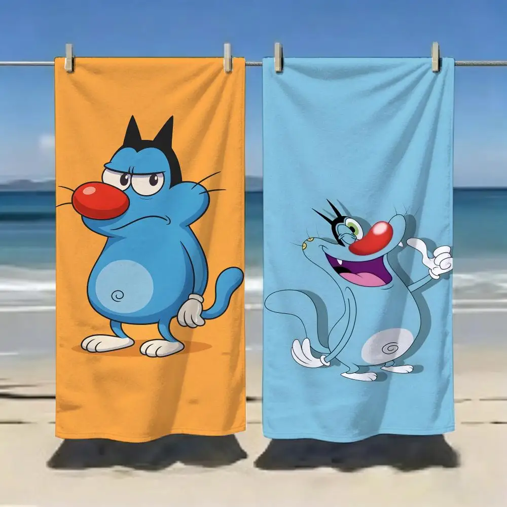 Comedy Cartoon O-Oggy and the Cockroaches Towel Microfiber soft Beach Towel for Travel Fitness Sauna Bathing Camping