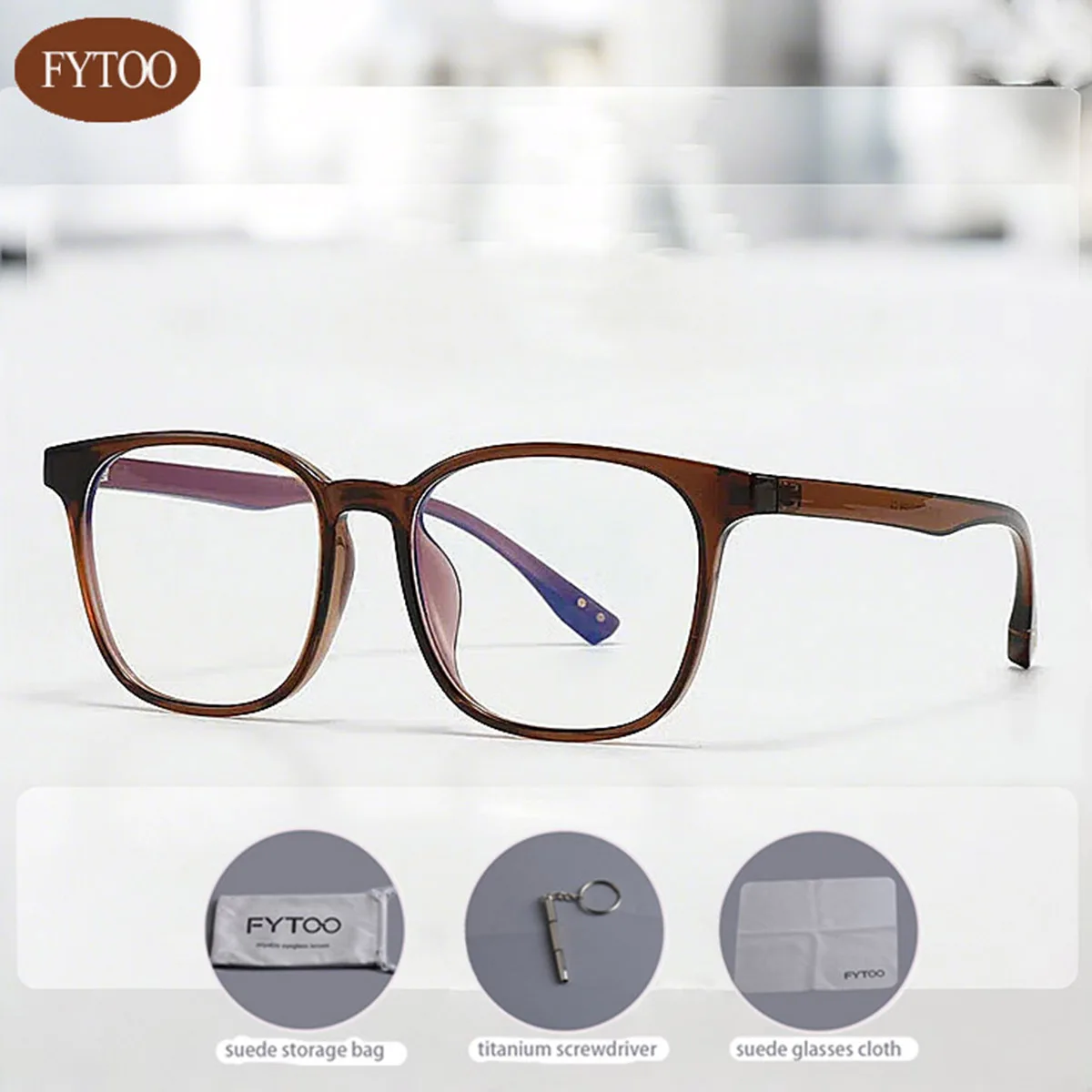 FYTOO Daily Stylish Cool Tea Square-Round Glasses Lightweight TR, Comfortable Durable, Top Gift.2517LC&K