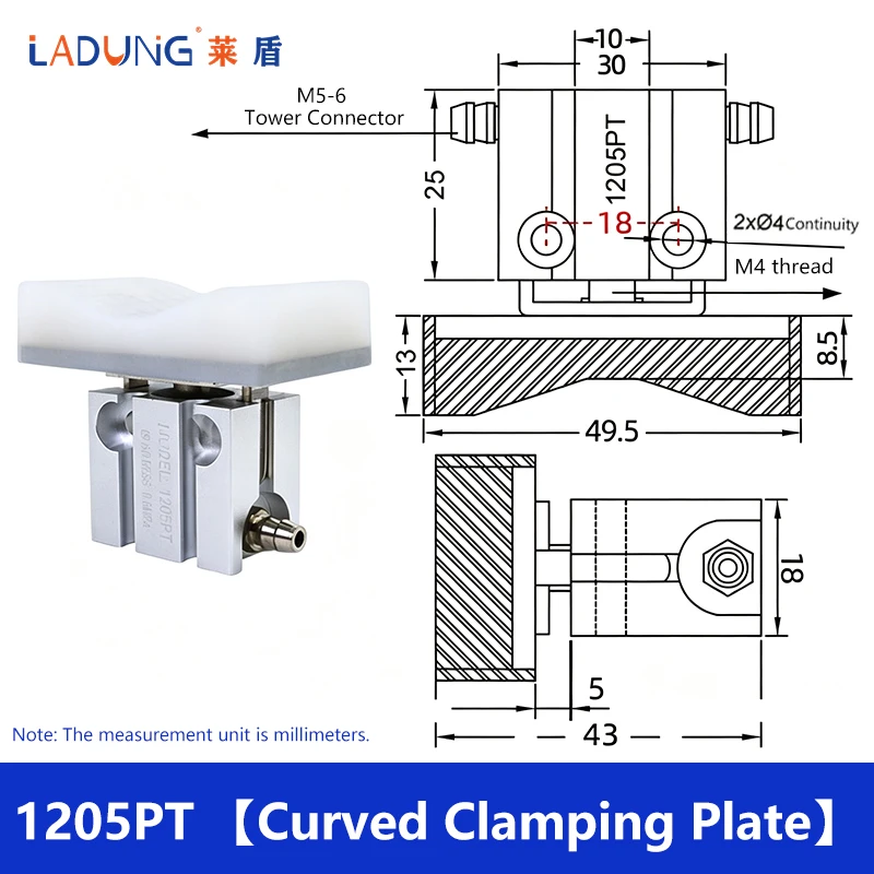 Robotic Gripper Cylinder 1210PT/WD/CH Holding Fixture Small Pneumatic Clamp with Detection LADUNG Robot Accessories