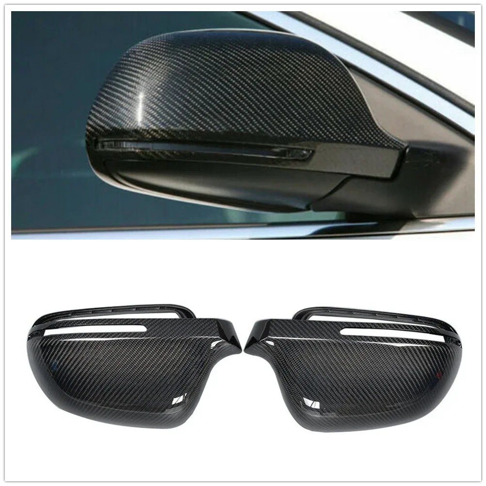 New！Carbon Fiber Mirror Cover For Audi A3 A4 S5 B8 A5 8T 2008-2010 Non Light Car Rear View Reverse Caps Shell Replacement Clip O