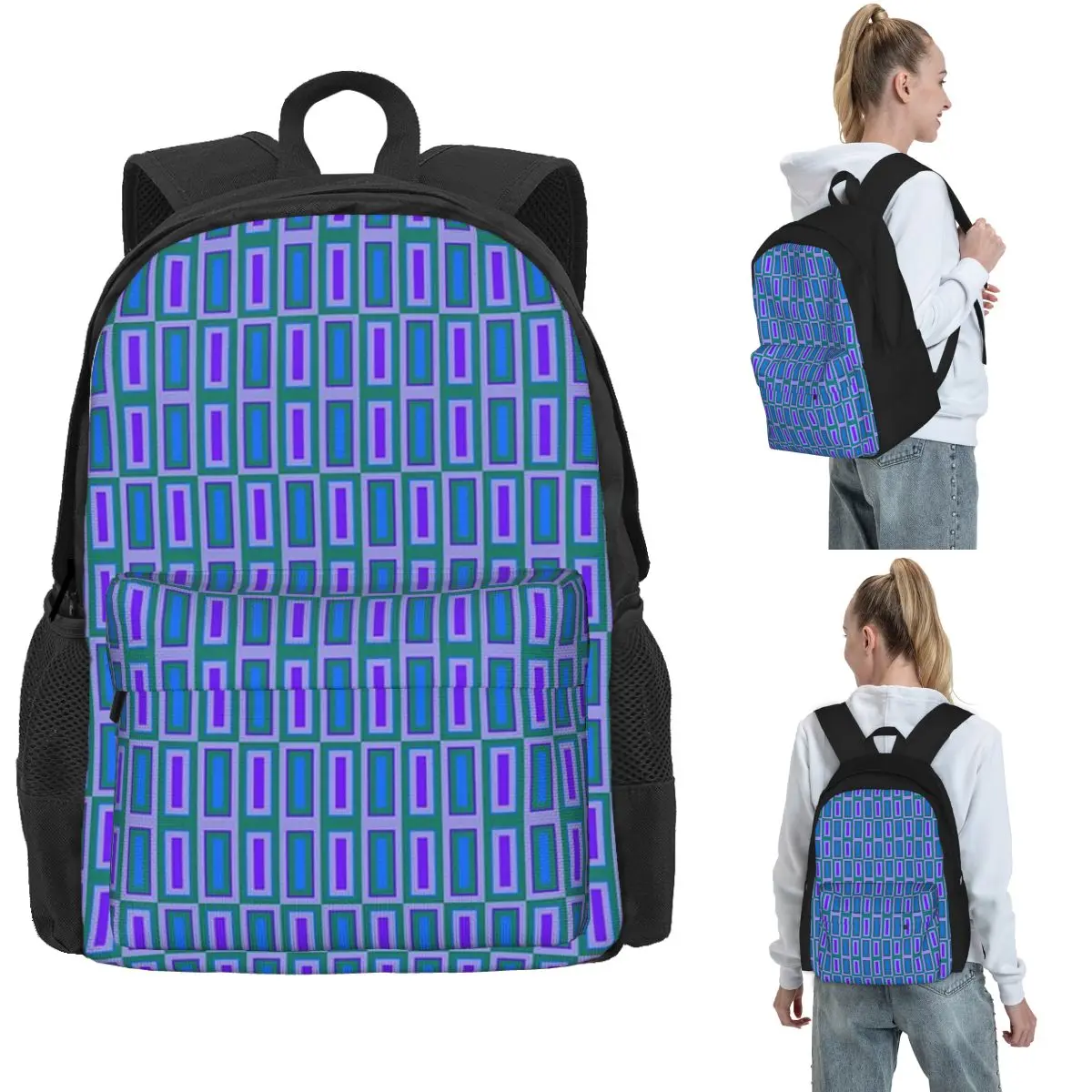 

Indigo Grid Backpack Hot Sale Daypack Large Capacity Children BookBag School Bag Shoulder Bags for Men Women