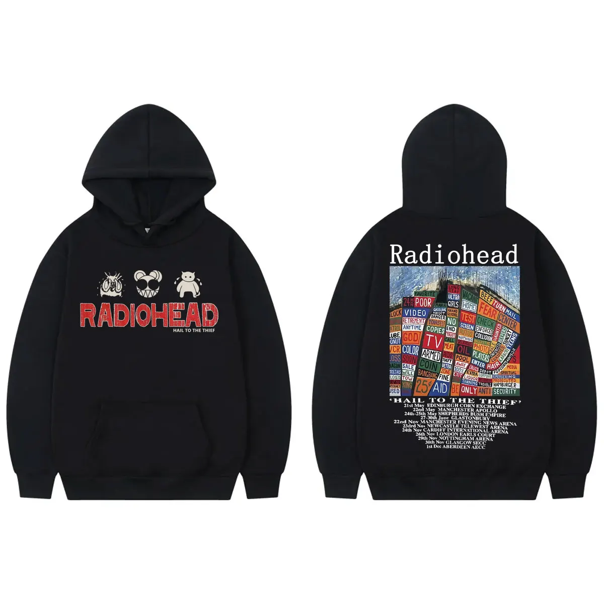 

Rock Band Radiohead Hail To The Thief Graphic Hoodies Men's Women's Fashion Vintage Pullovers High Quality Fleece Sweatshirts