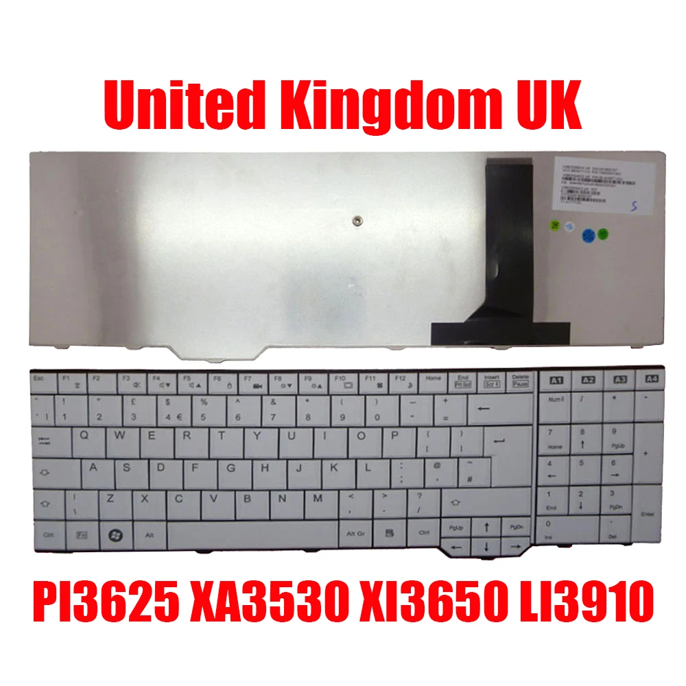 

UK Keyboard For Fujitsu For Siemens Amilo Li3910 Pi3570 Xa3530 860N71110 90.4H907.U0U 10600931060 V080330AK2 United Kingdom New