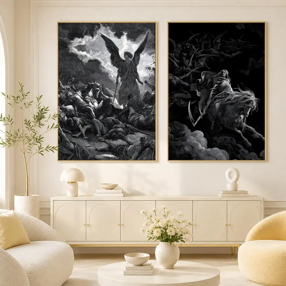 Gustave Dore Paradise Lost Satan Poster Room Home Decoration Interior Wall Art Printing Garage Posters Gift