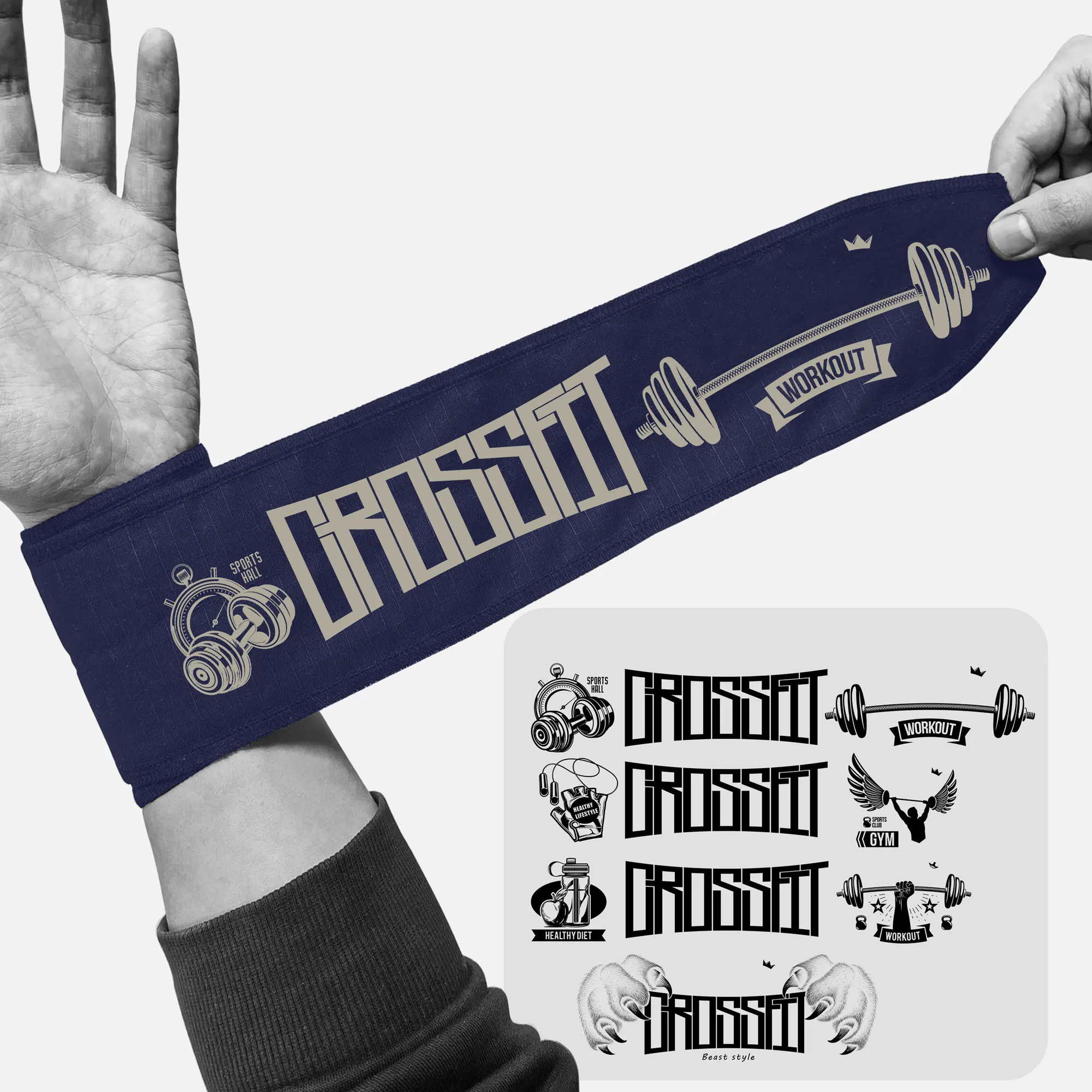 أغطية معصم، لفافة قوة صالة الألعاب الرياضية، حزام تدريب الشارع، دعامة يدوية لرفع الأثقال من نسيج القطن، دعم المعصم لرفع الأثقال،