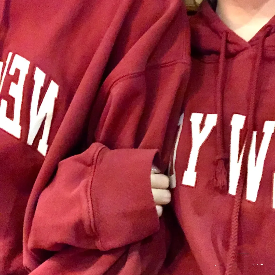 

Brandy Girl College Sle Oversized Red Hoodie Embroidered New York Sweatirt Loose Fit Single Piece Women's Premium Faion