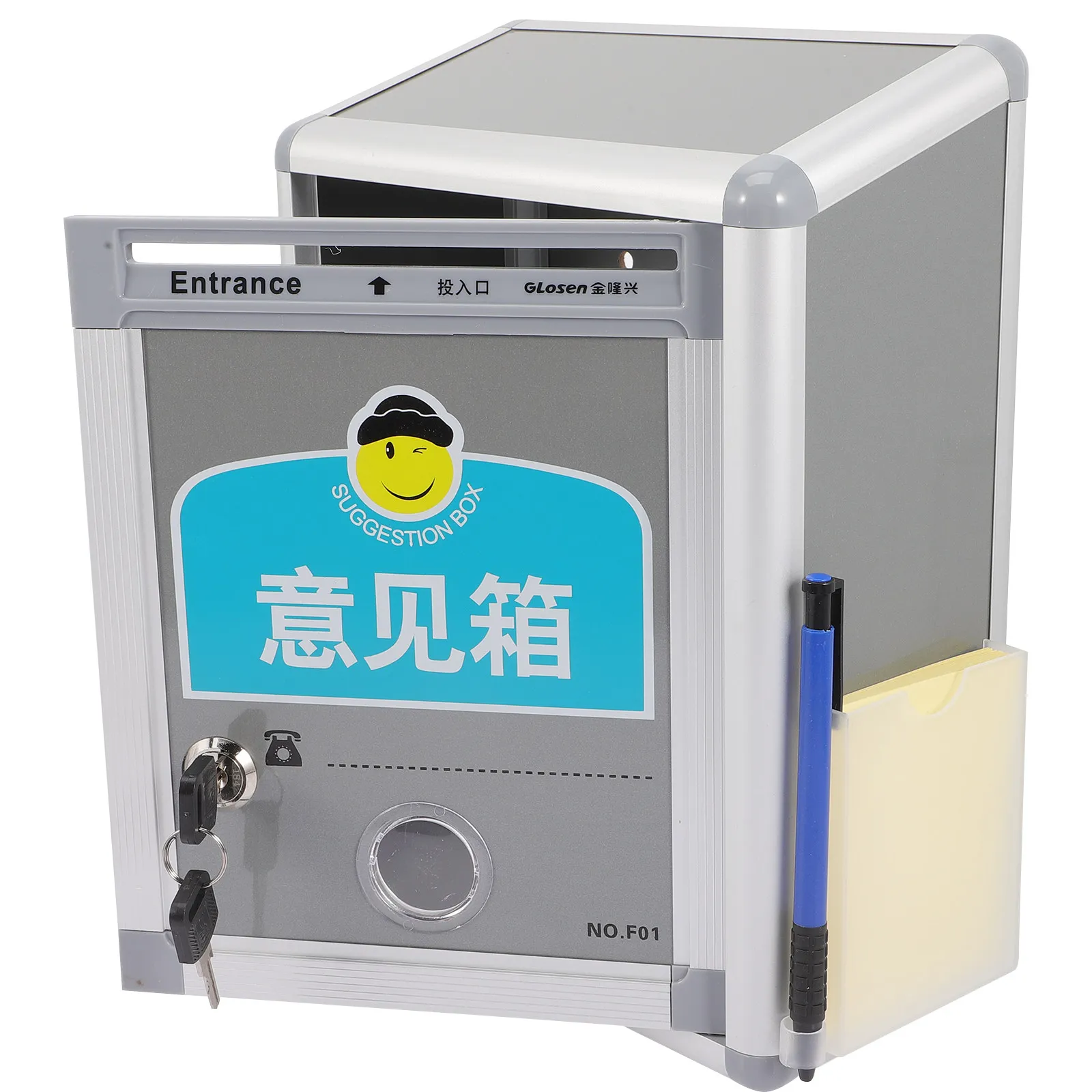 Stainless Steel Wall Suggestion Box Lock Heavy Duty Letter Collection Box for Commercial Business Public Complaints