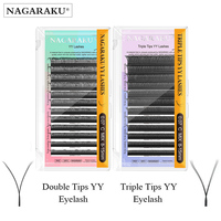 NAGARAKU YY and YYY Shape Split Interlaced Root Eyelash Extensions No Kink Base Bond Salon False lashes