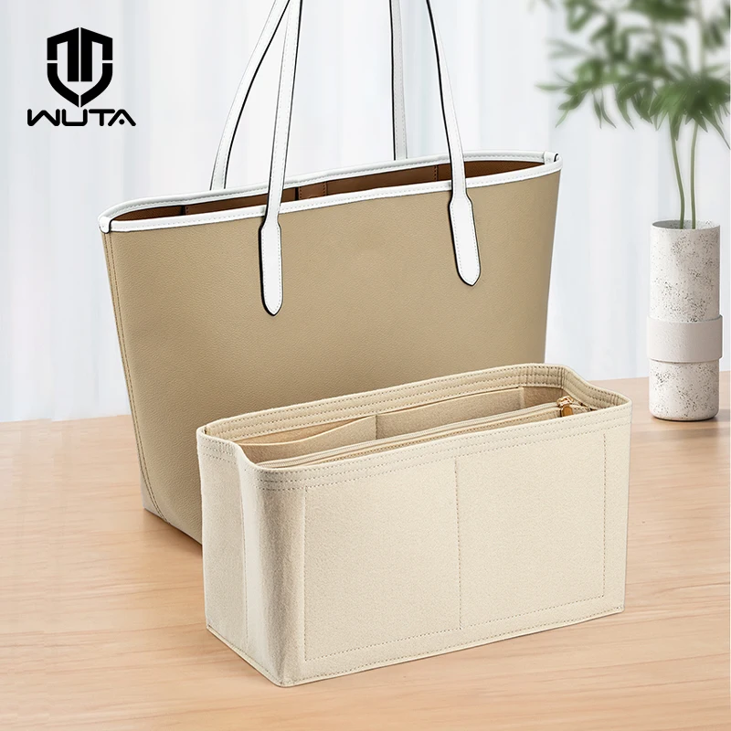 WUTA Inner Bag For Coach Felt Insert Bag Makeup Handbag Organizer Travel Purse Portable Zipper Cosmetic Bags Storage Tote