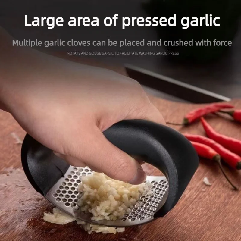 Upgraded Stainless Steel Garlic Press Squeezer Manual Garlic Ginger Rocker Crusher Garlic Cutting Mince Tools Kitchen Gadgets