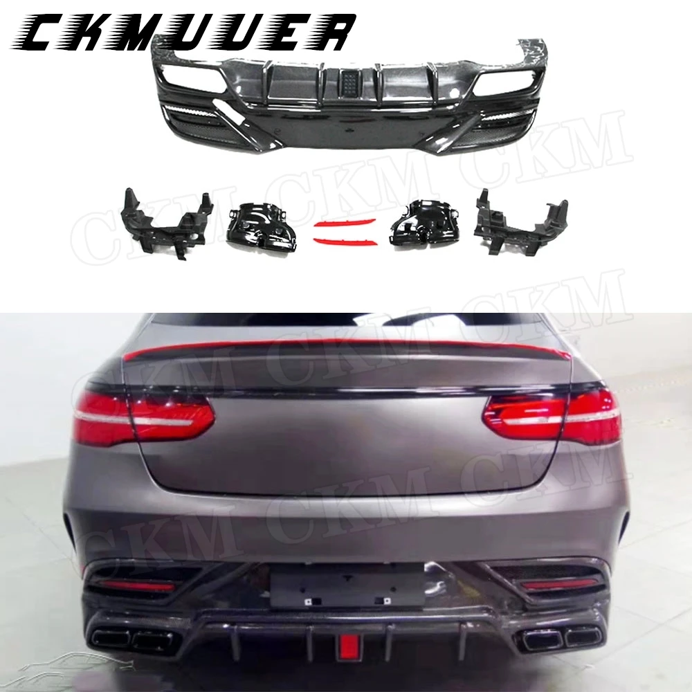 

CKMUUER углеродное волокно для Mercedes Benz GLE Class W292 GLE350 GLE63 AMG Coupe 2016-2019, диффузор заднего бампера с наконечниками выхлопных газов