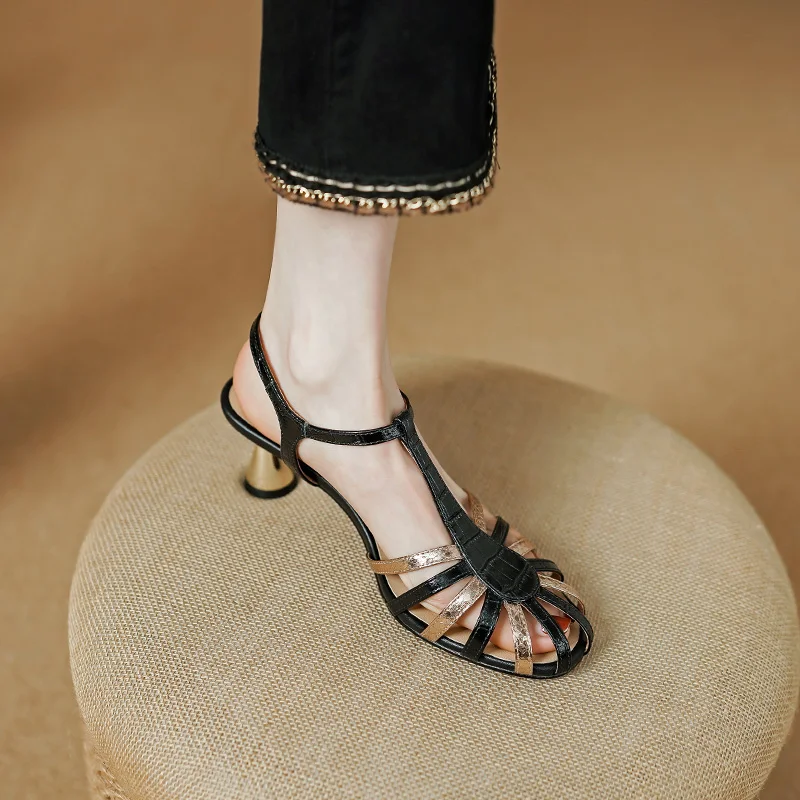 Elegant Thin High Heels Women Sandals Summer Fashion Narrow Band Ankle Strap Mature Office Ladies Party Shoes Woman 2023 New