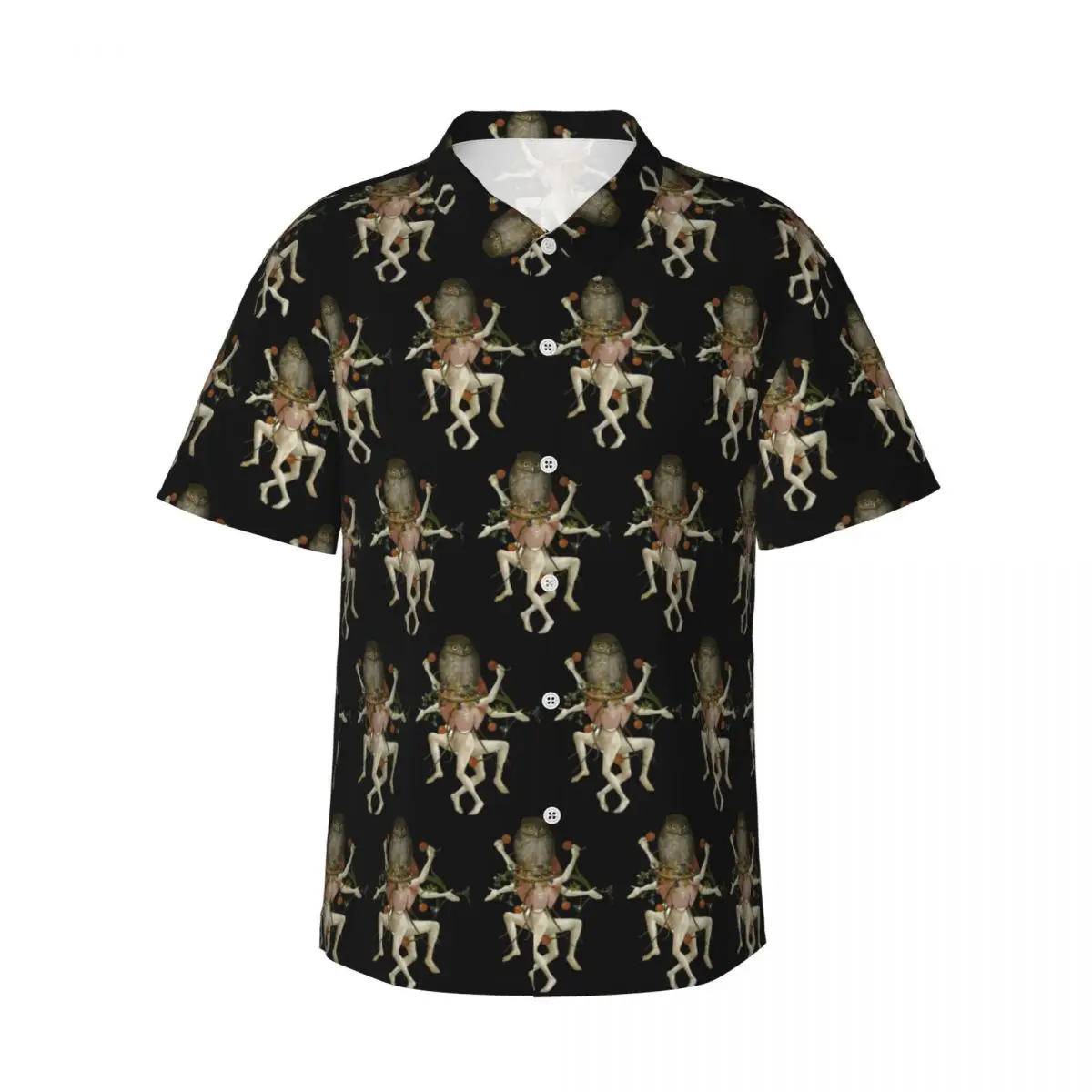 Koszule męskie Hieronymus Bosch z motywem tańczącej sowy, hawajska koszula z krótkim rękawem, zabawne koszulki z klapami na lato i plażę.