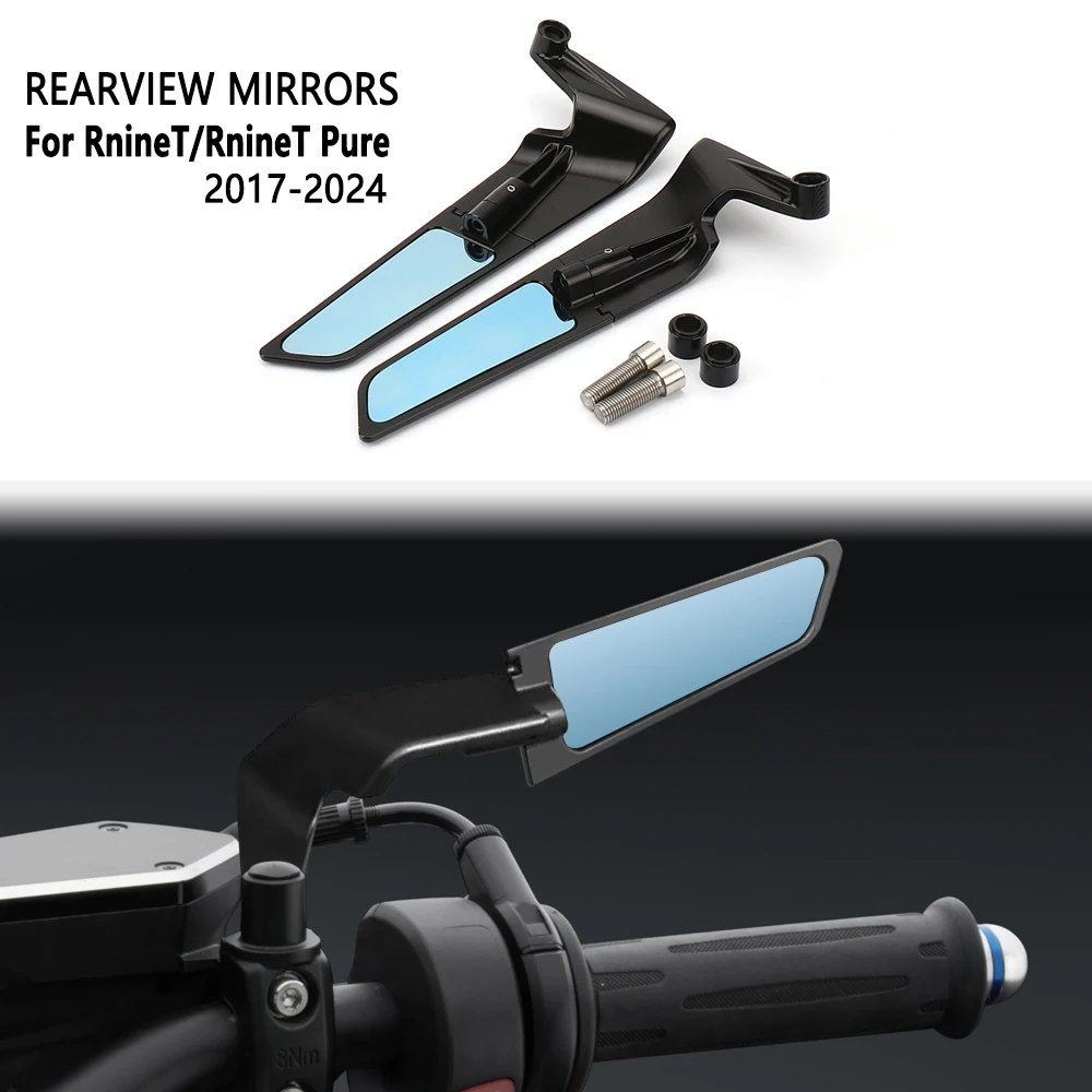 

For BMW RnineT RNINET R NINE T R NineT Pure 2017-2024 Motorcycle Accessories Rearview Mirrors Black Aluminium Kit