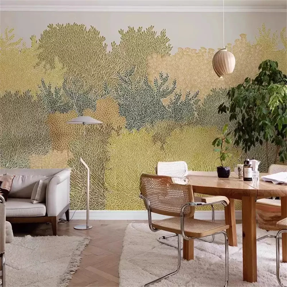 Custom Nordic Fresh Green Plant Wallpaper Theme Background Entrance Hotel Restaurant Wall paper Mural for Living Room Bedroom