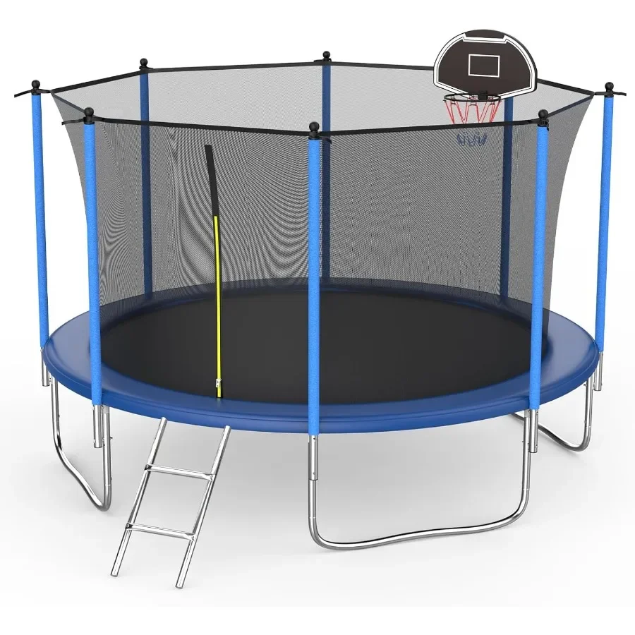 

14FT 12FT 10FT 8FT Outdoor Trampoline for and Adults with Safety Enclosure Net High Weight Capacity Up to 1000LBS Perfect for B