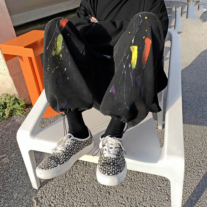 

Men's fiti Wide Leg Sports Pants Korean Sle Loose Cuffed Trousers Spring Autumn Casual Long Pants Trendy Streetwear