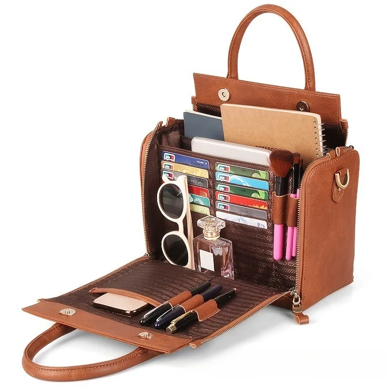Large Capacity Tote Bag Winter Fall Commute Women Hand Shoulder Bag Multi Compartment Card Pen Brush Slots