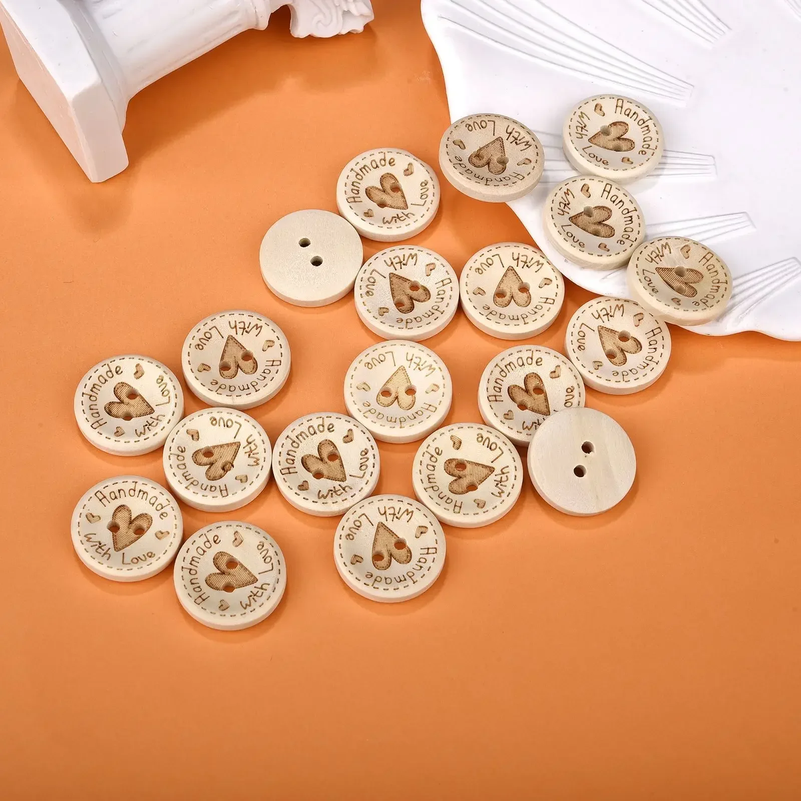 50pcs/Pack 20mm Wooden Buttons Handmade DIY Round Button For Scrapbooking Crafts Clothes Repair Decor Sewing Button Accessories