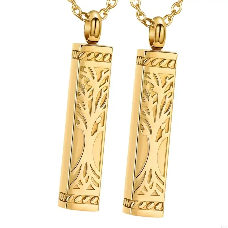  Pack of 2 Tree Cremation Necklace Memorial Pendant for Ashes Secure Lock Design