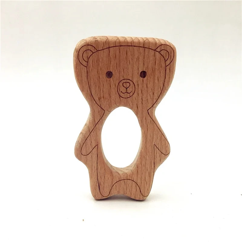 ABCPICK-Colgante de madera con forma de Animal Natural, cadena de chupete DIY, fabricación de joyas, accesorios hechos a mano, 10 piezas