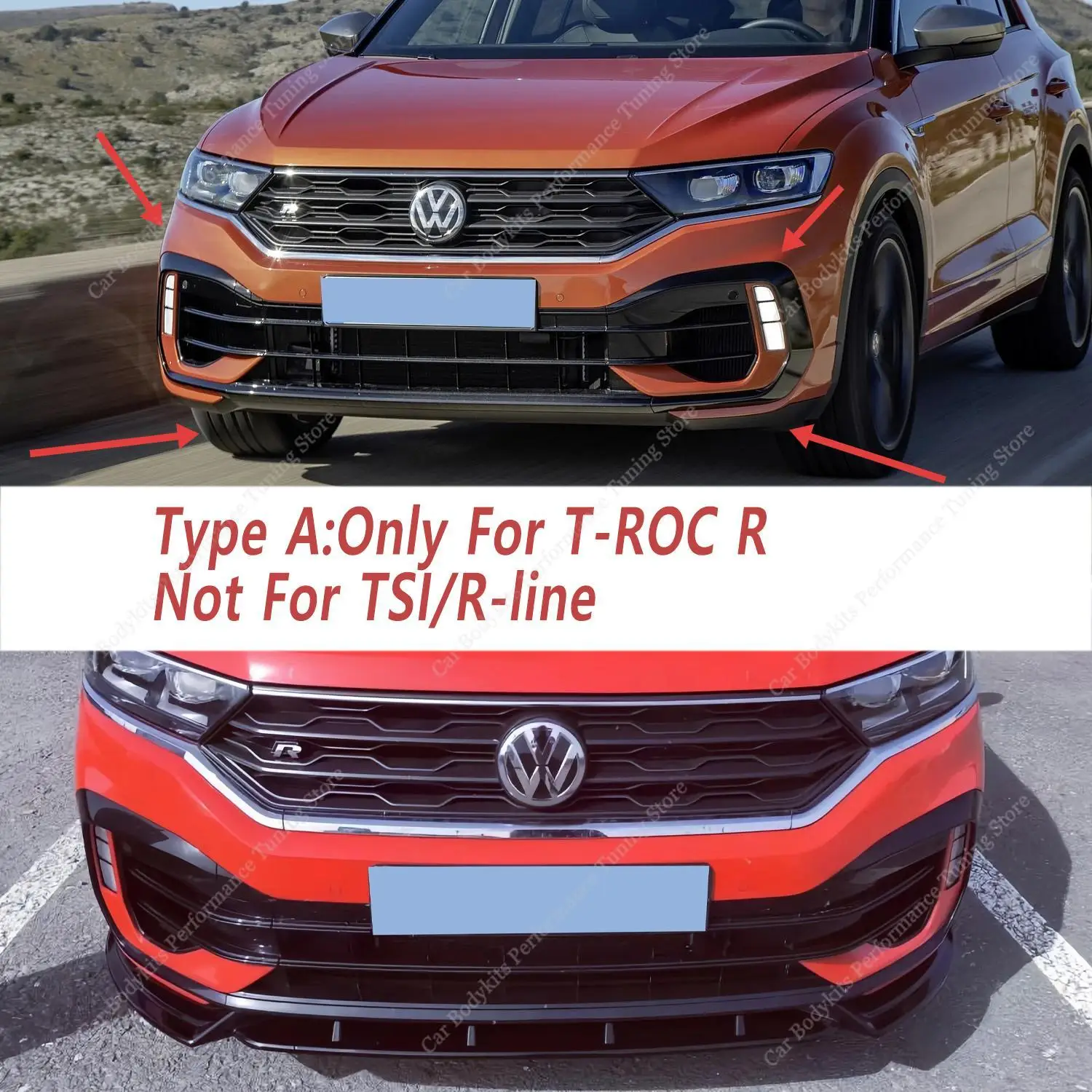 Maxton Stijl ABS Voorbumper Lip Spoiler Splitter Diffuser Retrofit Voor VW T-Roc TSI/R MK1 2019-2021 Pre-Lci Bodykits Tuning
