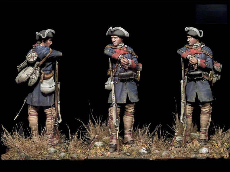 1/24 Scale 75mm Die-Cast Resin Figure Model Kit US Colonial Militia (2 Heads) Miniature Toys Unassembled Unpainted DIY Diorama