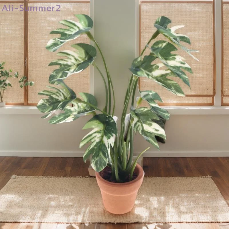 Delicate 1/12 Dollhouse Miniature Monstera Plant Potted for Micro Garden Scenery