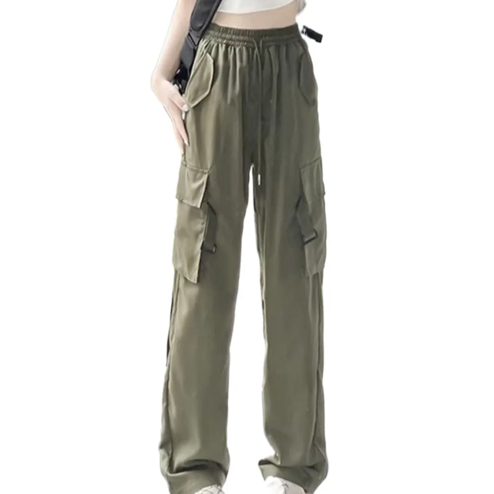 

Large Pocket Baggy Cargo Pants Street Style American Vintage Wide Leg Sweatpants High Waisted Multi-pockets Women Trousers