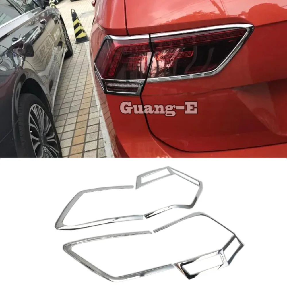 

ABS Chrome Trim Tail Light Rear Back Frame Car Lamp Cover Stick 4pcs For Volkswagen VW Tiguan L MK2 2016 2017 2018 2019 2020