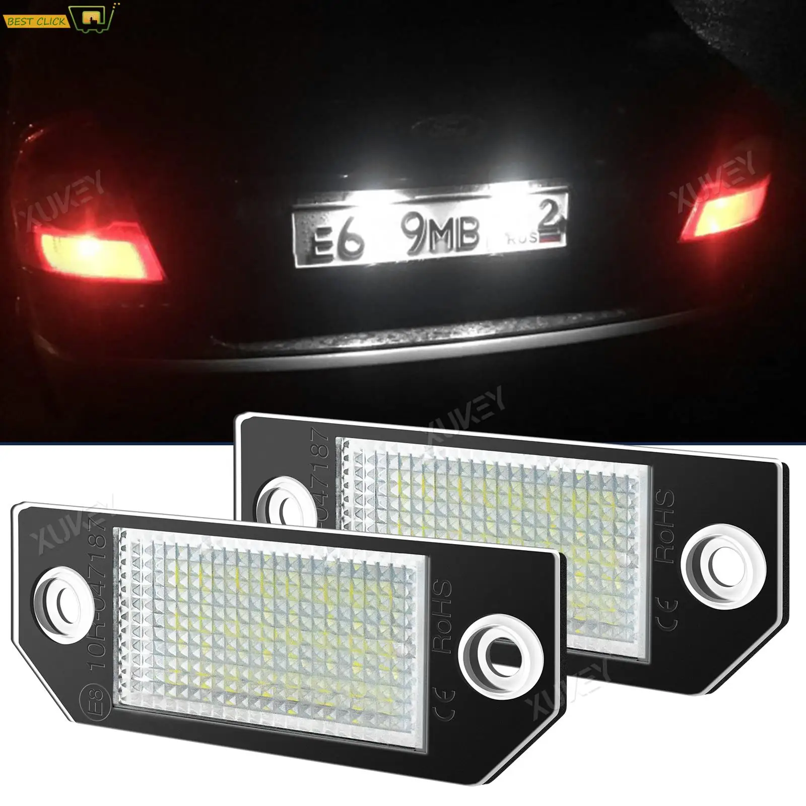 2Pcs/Pair LED Number License Plate Light Lamps Lighting Upgrade For Ford Focus 2 ST 225 C Max 2003 2004 2005 2006 2007