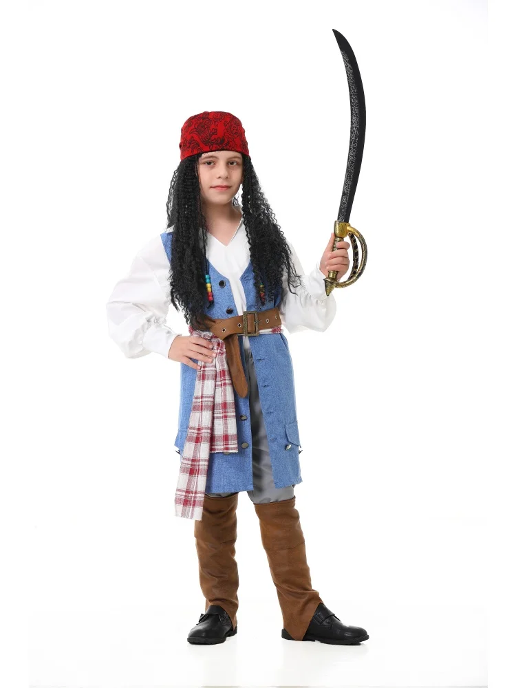Unisex Retro Piraten-Cosplay-Outfit Blaue Weste Halloween Karneval Familien-Paar Kostüm Bühnenkostüm 2026 – Detail 32