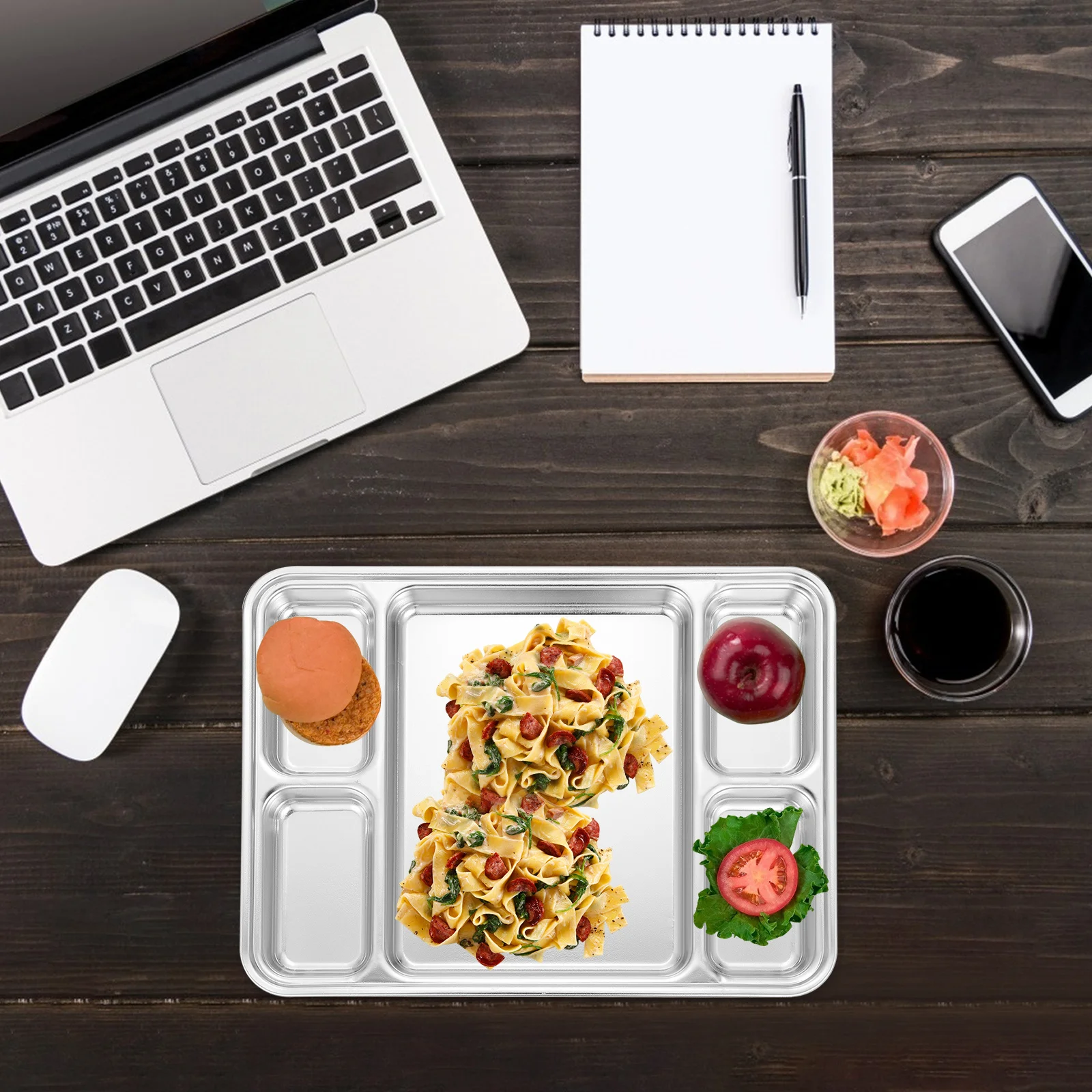 

1Pcs Divided Plate Stainless Steel Breakfast Plate with Multiple Compartments for Food Storage Serving Fruit Dining Household