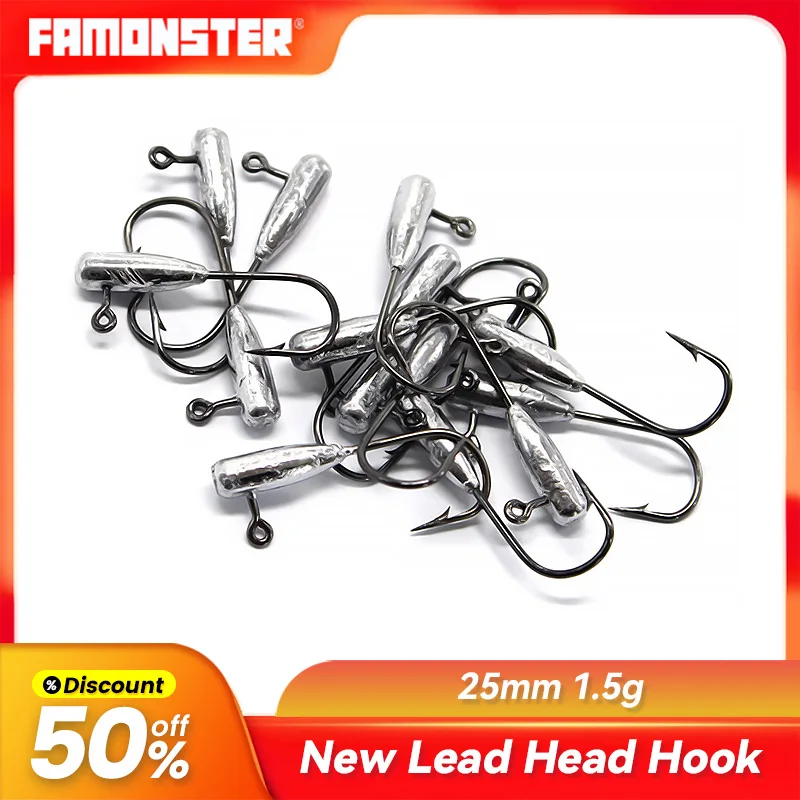 

Famonster Fishing Lure1.5g20/pcs Sharp NakedHead Lead Hooks Accessories Soft Bait Natural Bulk Pack Jig Barbed Durable Enhanced