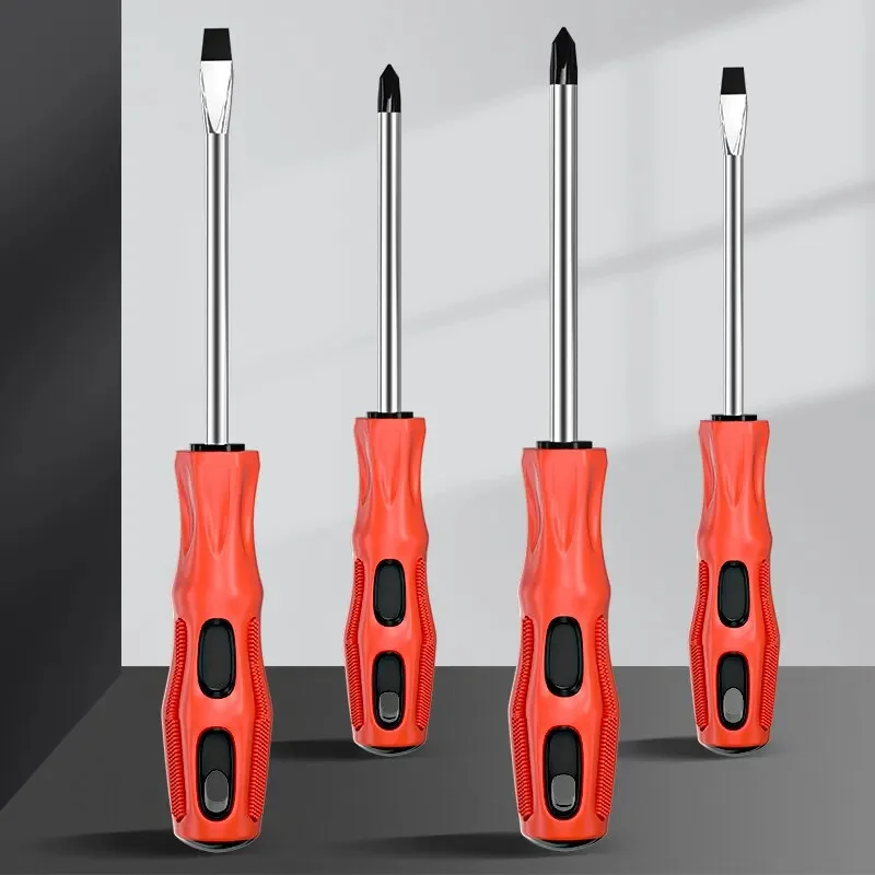 2Pcs Multifunctional Magnetic Screwdriver Flat Head Cross Screwdriver Anti Slip Basic Manual Screw Drive Tool Household