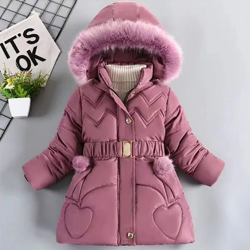 

2025 Baby Children Winter Thick Jackets For Girl Warm Plush Thicken Outerwear Hooded Jacket Kids Clothes 1-10Y