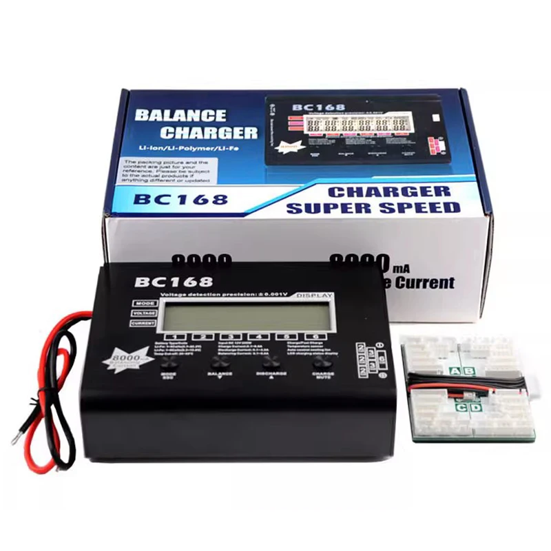 AOK BC168 1-6S 8A 200W Super Speed LCD Intellective Balance Charger/Discharger 12V 30A Power Supply For Lipo Battery Rc Toys