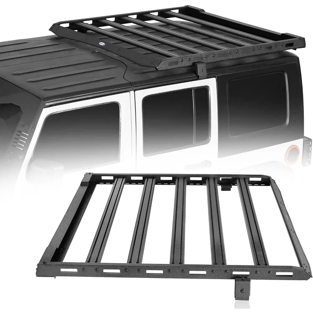 

Wrangler JK Roof Rack Aluminum Roof Rails Crossbars Overland Luggage Cargo Carrier for Jeep Wrangler JK JKU 2007-2018 (Hard Top