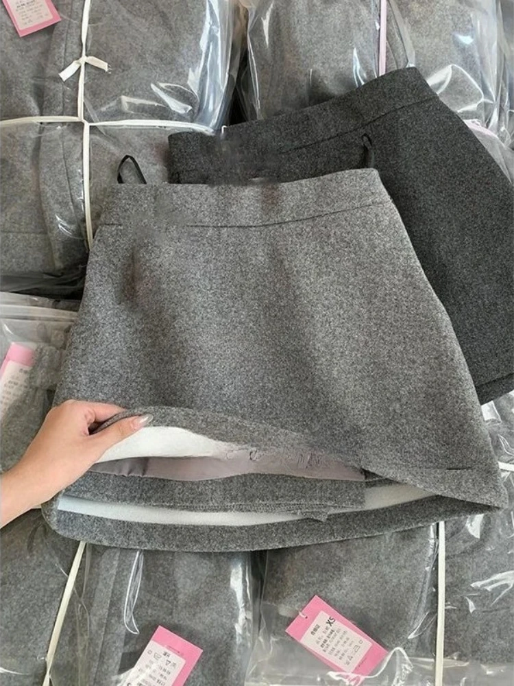 Jupes en laine pour femmes, nouvelle mode, douces, décontractées, élégantes, Design, taille haute, rétro, Y2K, Streetwear, solide, vêtements populaires coréens