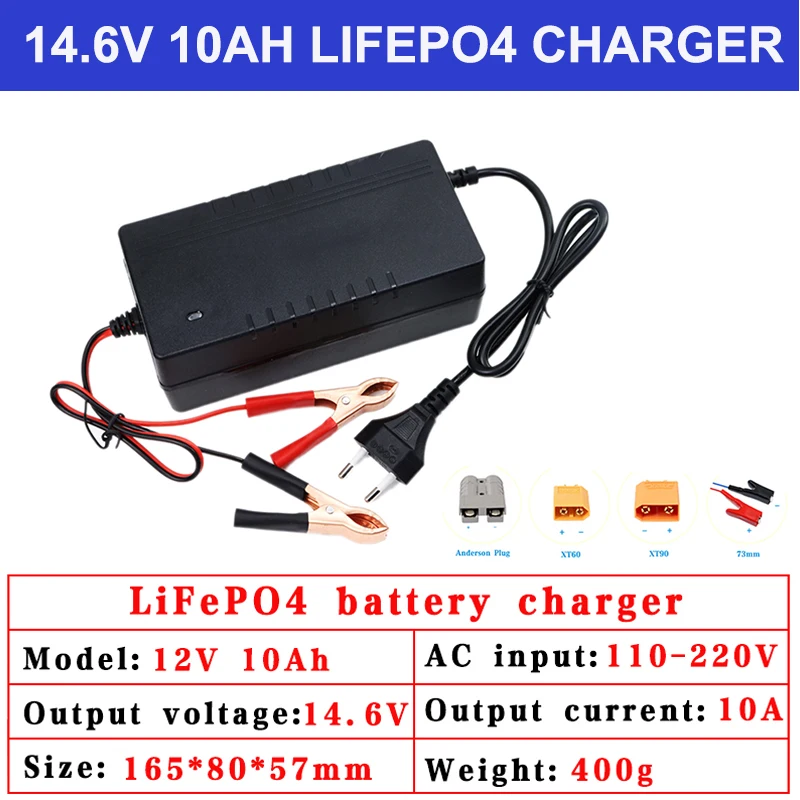 14.6V 10A Lifepo4 Charger 100-220V 4S 12V 10A High Power charger for 12.8V Lithium iron phosphate Battery Pack