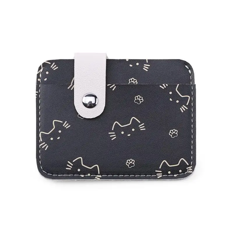 Niedliche Katzenmuster-Kartenhülle, Geldbörse für Damen und Mädchen, modische Geldtasche aus Kunstleder, kleine, schlanke Münztasche, praktisches Geschenk für den täglichen Gebrauch. – Detail 5