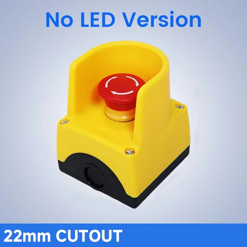 Emergency Stop Button Switch E-Stop Power Shut Off Red Mushroom Head Push Button Switches with Box