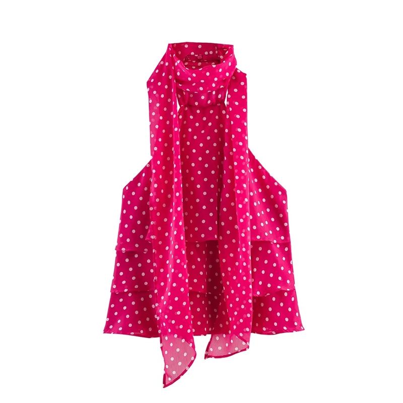 Sexy polka dot layered halter backless top, trendy party outfit, summer women's clothing available in multiple colors