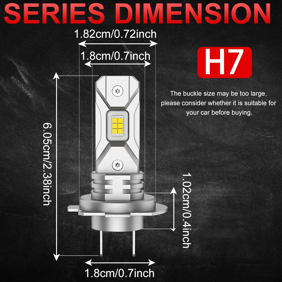2Pcs Turbo H7 Led Canbus Light 5570 CSP 1:1 Mini Size Car Headlight Super Bright Wireless H7 Diode Bulb 12V White 6000K Lamp image 6