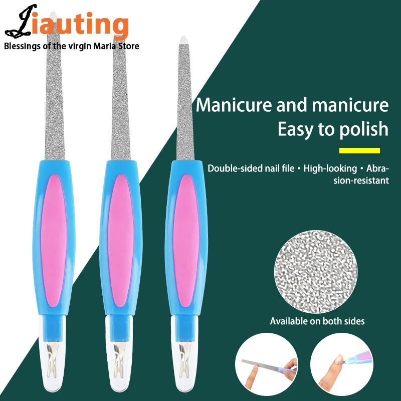 2in1 Dode Huid Verwijderaar Vingernagel Vijl Nail Art Vork Cuticula Remover Tper Pusher Trimmer Metalen Pedicure Nagels Zorg Nagelgereedschap