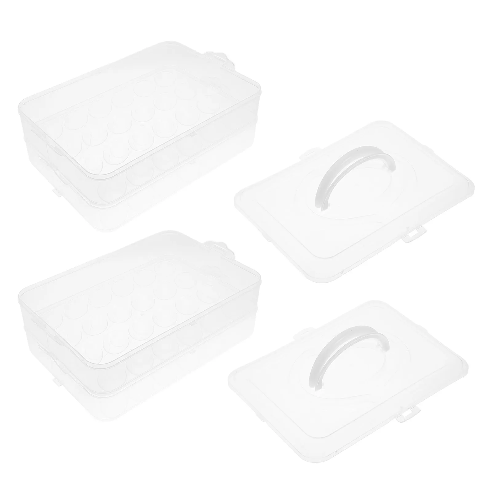 2Pcs Double Layer Deviled Egg Tray Carrier Lid Handle Portable Stackable Fridge Egg Holder Leakproof for Travel Party