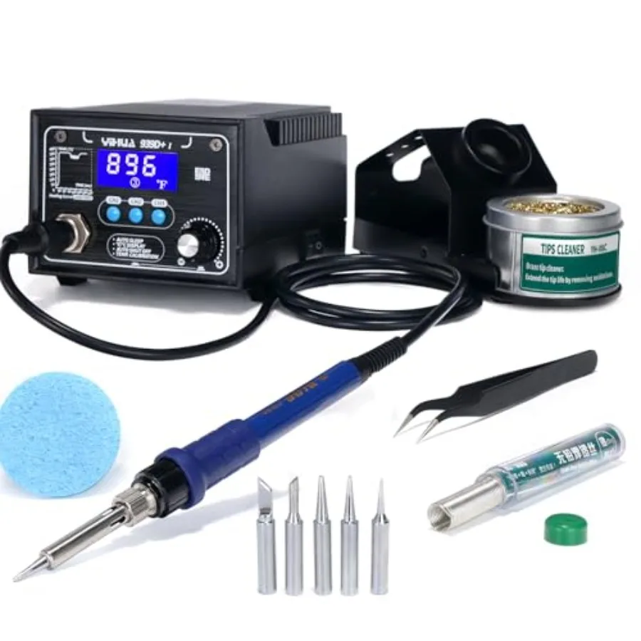 

939D+ I Soldering Station, Upgraded, 75 Watt Equivalent with 3 Memories, °C/°F LCD display, Sleep Function, Automatic Shutdown
