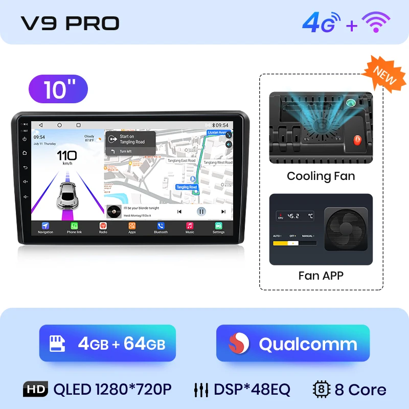 Junsun Qualcomm Autoradio 360 View Camera Draadloze CarPlay voor Apple Android Auto Universele Stereo Autoradio 4G GPS RDS WiFi BT - afbeelding 1