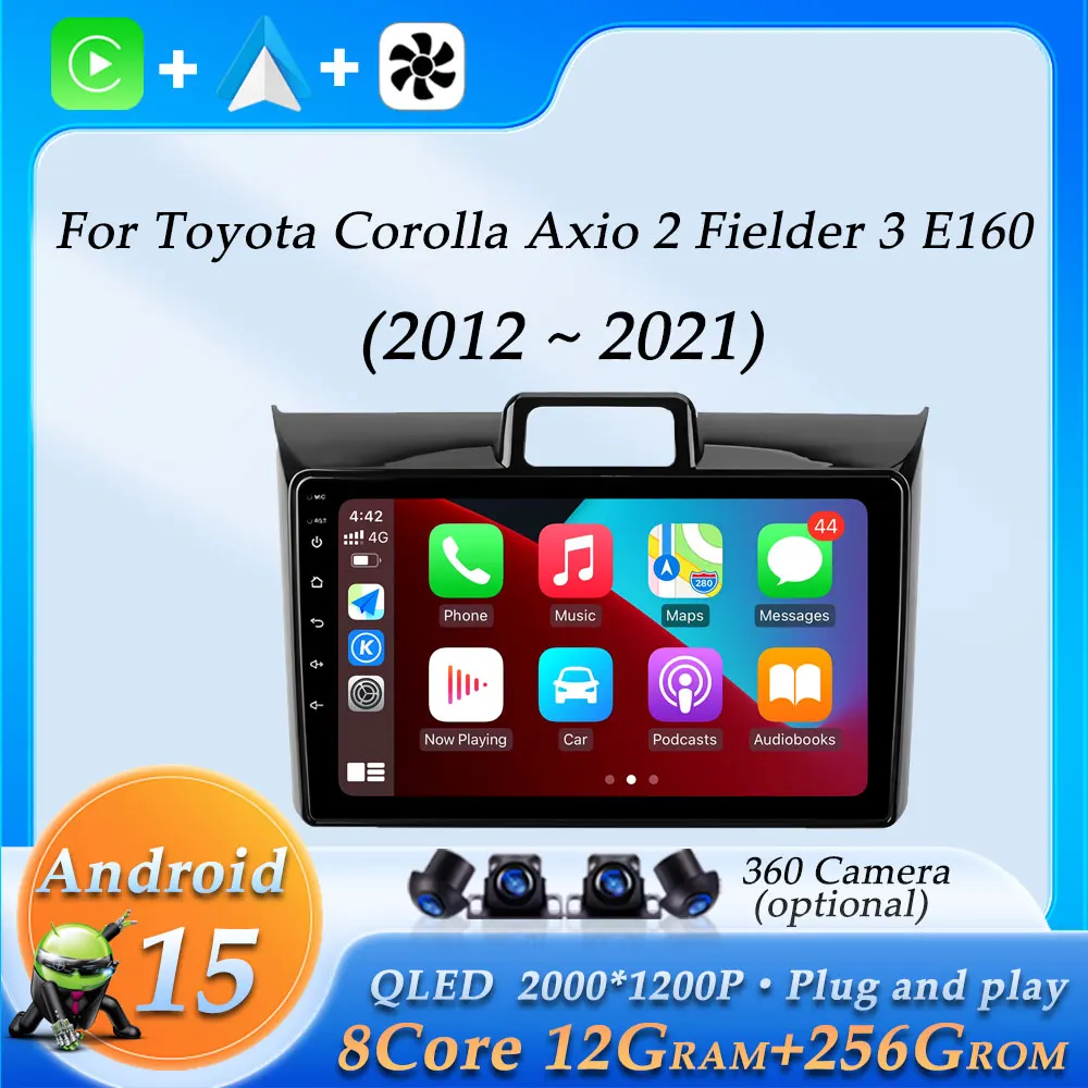 

Автомобильный радиоприемник, видео-аудио, мультимедийный плеер для Toyota Corolla Axio 2 Fielder 3 E160 2012-2021 Беспроводной CarPlay DSP Стерео GPS BT